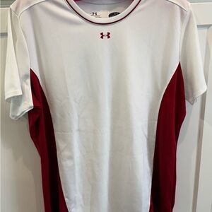 Under Armour White & Red Short-Sleeve Performance Shirt